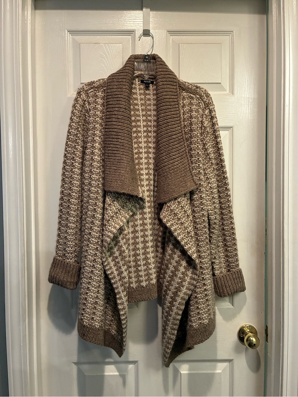Apt. 9 Brown & Cream Open-Front Knit Cardigan